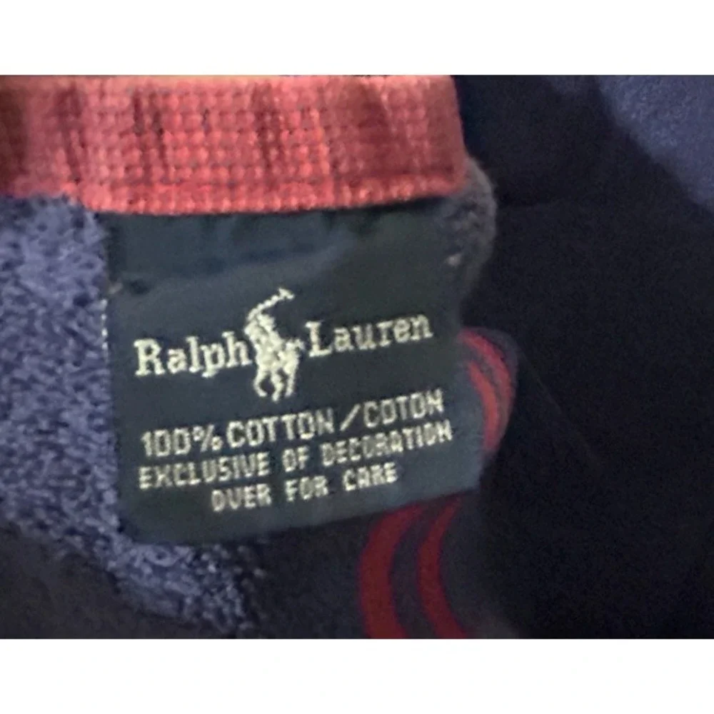 Vintage Polo Ralph Lauren Beach Towel Red Blue Spellout Large USA Cotton RARE